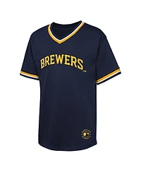 Outerstuff Big Boys and Girls Navy Milwaukee Brewers Relief Pitcher V-neck T-Shirt