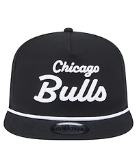 New Era Men's Black Chicago Bulls Team Text Golfer Snapback Hat