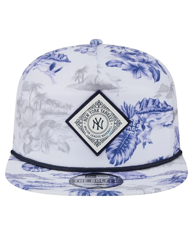 New Era Men's White New York Yankees Printed Island Golfer Snapback Hat