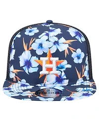New Era Men's Navy Houston Astros Adventure Pattern Golfer Trucker Snapback Hat