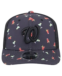 New Era Men's Black Washington Nationals Adventure Drinks Pattern 9SEVENTY Stretch-Snap Hat