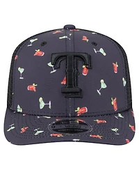 New Era Men's Black Texas Rangers Adventure Drinks Pattern 9SEVENTY Stretch-Snap Hat