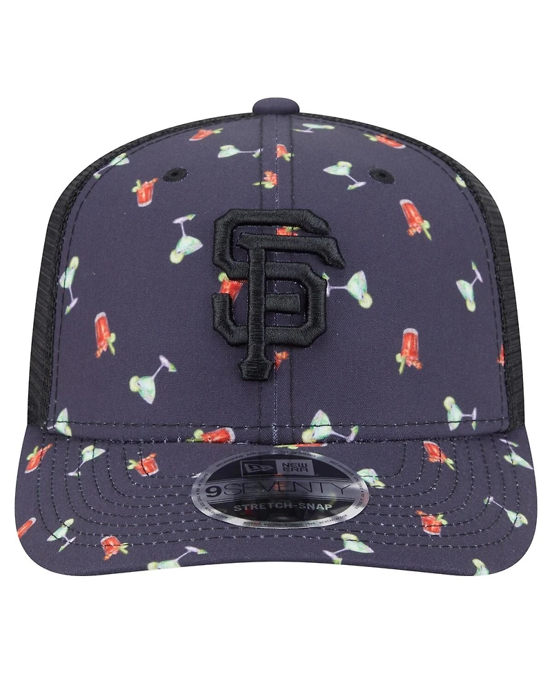 New Era Men's Black San Francisco Giants Adventure Drinks Pattern 9SEVENTY Stretch-Snap Hat