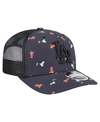 New Era Men's Black Los Angeles Dodgers Adventure Drinks Pattern 9SEVENTY Stretch-Snap Hat