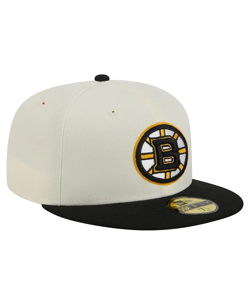 New Era Men's White Boston Bruins Chrome Two-Toned 59FIFTY Fitted Hat