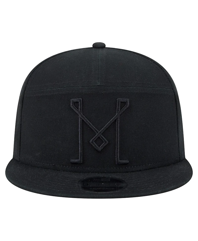 New Era Men's Black Inter Miami Cf Canvas 9FIFTY Snapback Hat