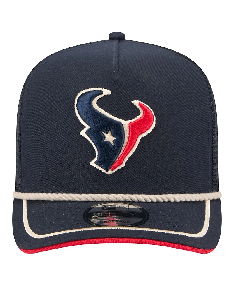 New Era Men's Navy Houston Texans Vintage Team Rope A-Frame Trucker 9FIFTY Snapback Hat