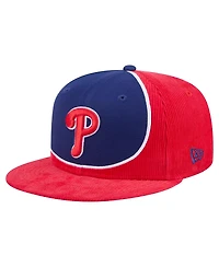 New Era Men's Red/Royal Philadelphia Phillies Retro Split Corduroy Snapback Hat