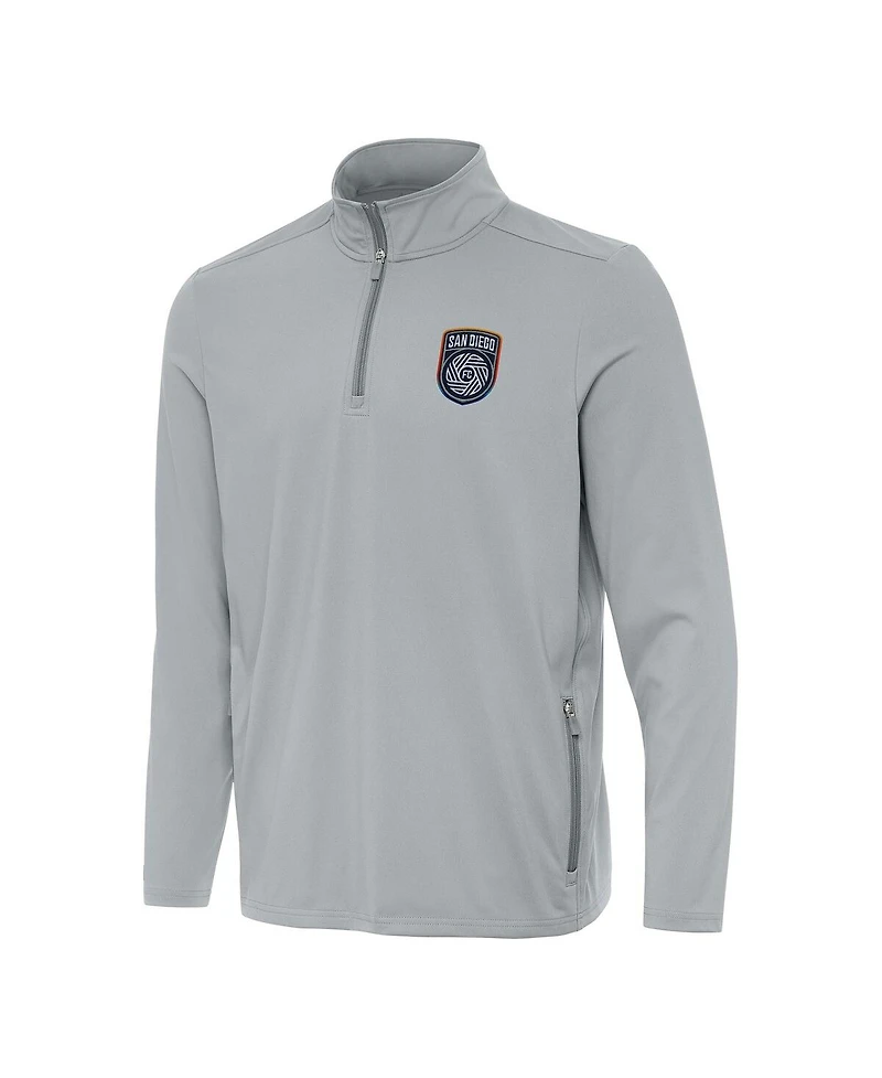 Antigua Men's Gray San Diego Fc Perilous Quarter-Zip Pullover Sweatshirt