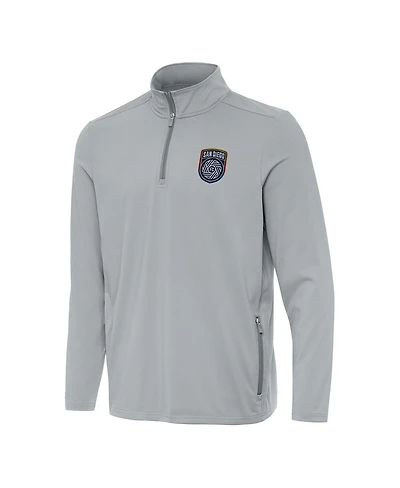 Antigua Men's Gray San Diego Fc Perilous Quarter-Zip Pullover Sweatshirt