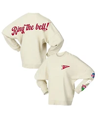 Fanatics Women's Tan Philadelphia Phillies Pennant Flag Branded Fleece Pullover Sweatshirt