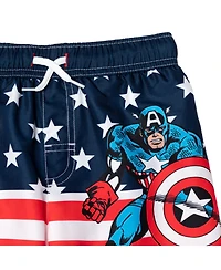 Avengers Toddler Boys Captain America Upf 50+ Rash Guard and Swim Trunks Outfit Set