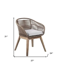 Outdoor Solid Wood Dining Chair with Cushion Perfect for Patio & Garden