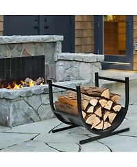 U-Shaped Steel Firewood Rack – Outdoor/Indoor Firewood Storage with Sturdy Frame