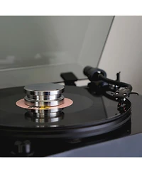 Fluance Vinyl Turntable and Record Accessory Kit With Record And Stylus Anti-Static Carbon Fiber Brushes, Frosted Acrylic Platter and Record Weight (V