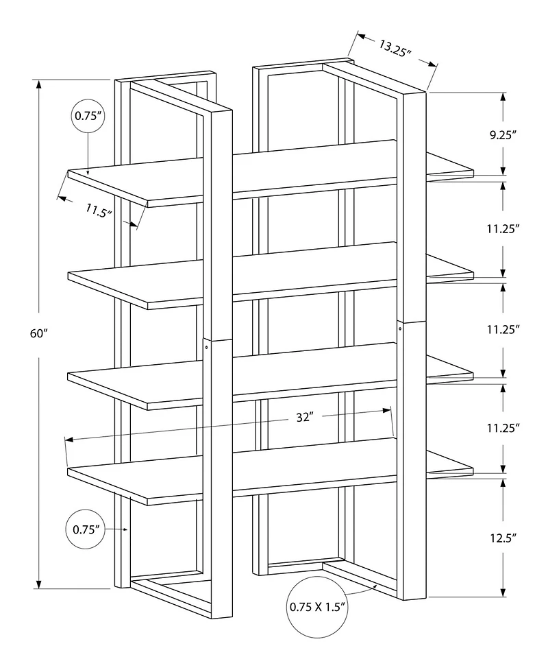 Metal 4-Tier Bookshelf – Open Shelving Unit for Home or Office