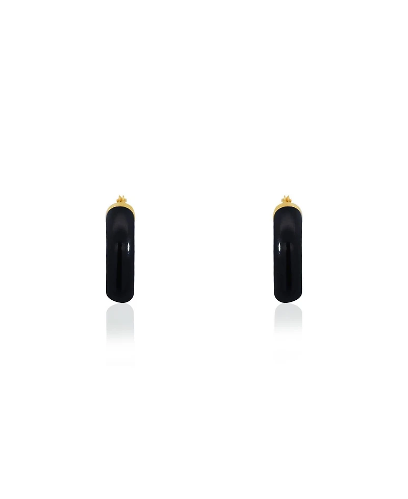 The Lovery Onyx Hoop Earrings 15 millimeters