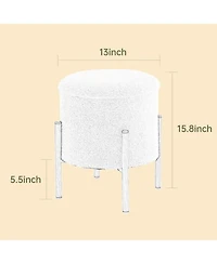 Modern Round Storage Ottoman with Removable Lid and Metal Legs Upholstered Footstool for Living Room Bedroom Entryway No Assembly Needed-The Pop Home