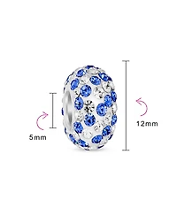 Bling Jewelry Set of 2 Stripe Pave Crystal Charm Beads for European Bracelets