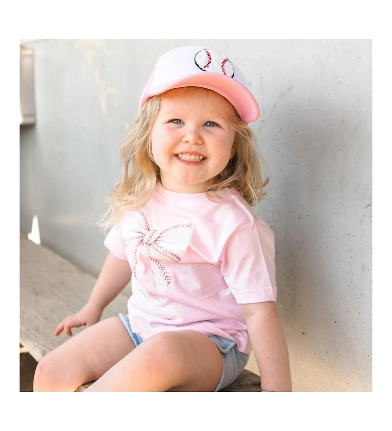 Sweet Wink Baby Girls Baseball Bow Short Sleeve T-Shirt