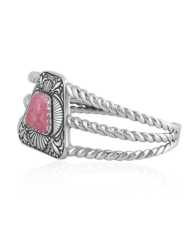 Sterling Silver Rhodonite Trapezoid Cuff Bracelet