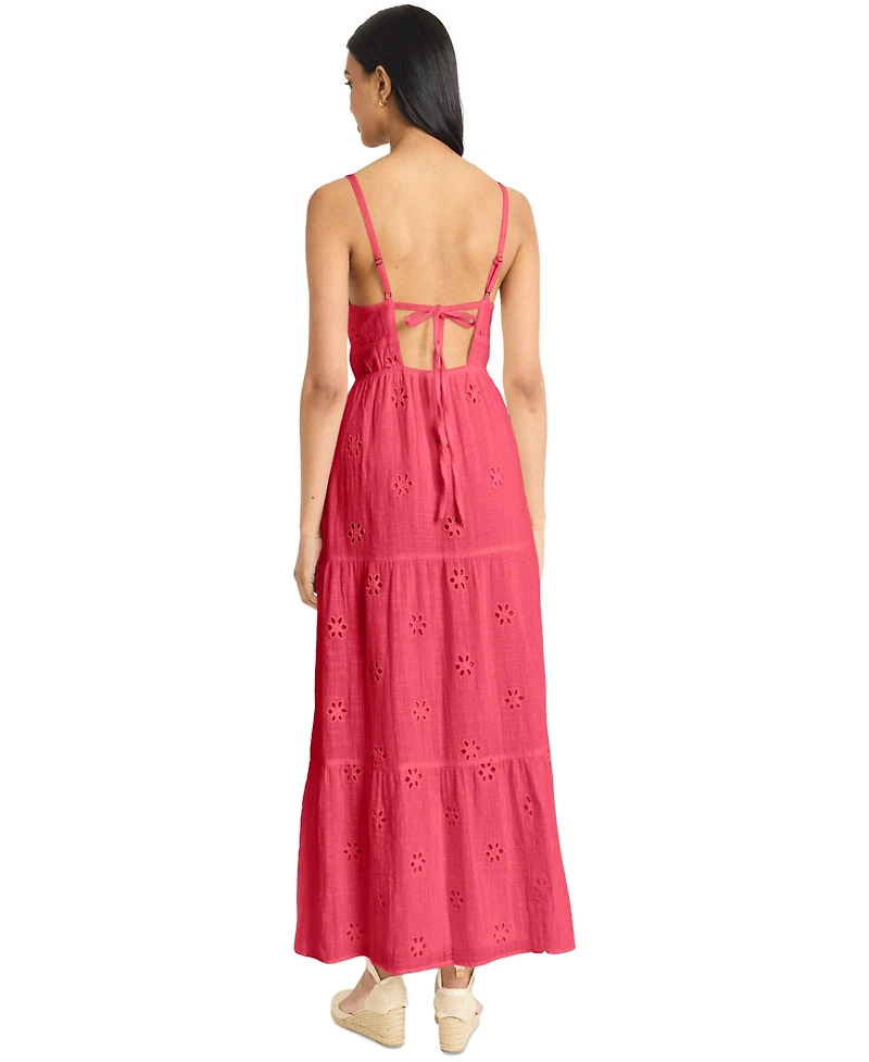 The Good Journey Women's Eyelet Open-Back Maxi Dress