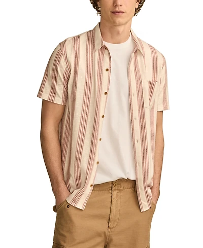 Lucky Brand Men's Linen Short Sleeve Ombre Stripe Shirt