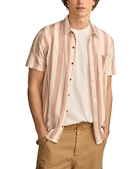 Lucky Brand Men's Linen Short Sleeve Ombre Stripe Shirt