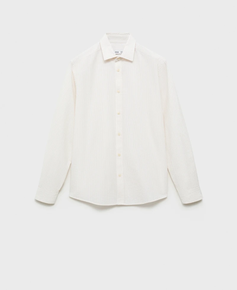 Mango Men's Slim-Fit Striped Seersucker Shirt