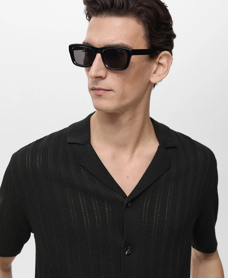 Mango Men's Pointelle Detail Knitted Shirt