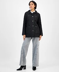 Michael Kors Women's Faux-Leather-Trim Quilted Coat, Exclusively at Macy's