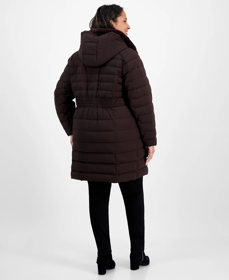 Michael Michael Kors Plus Size Faux-Fur-Trim Hooded Puffer Coat