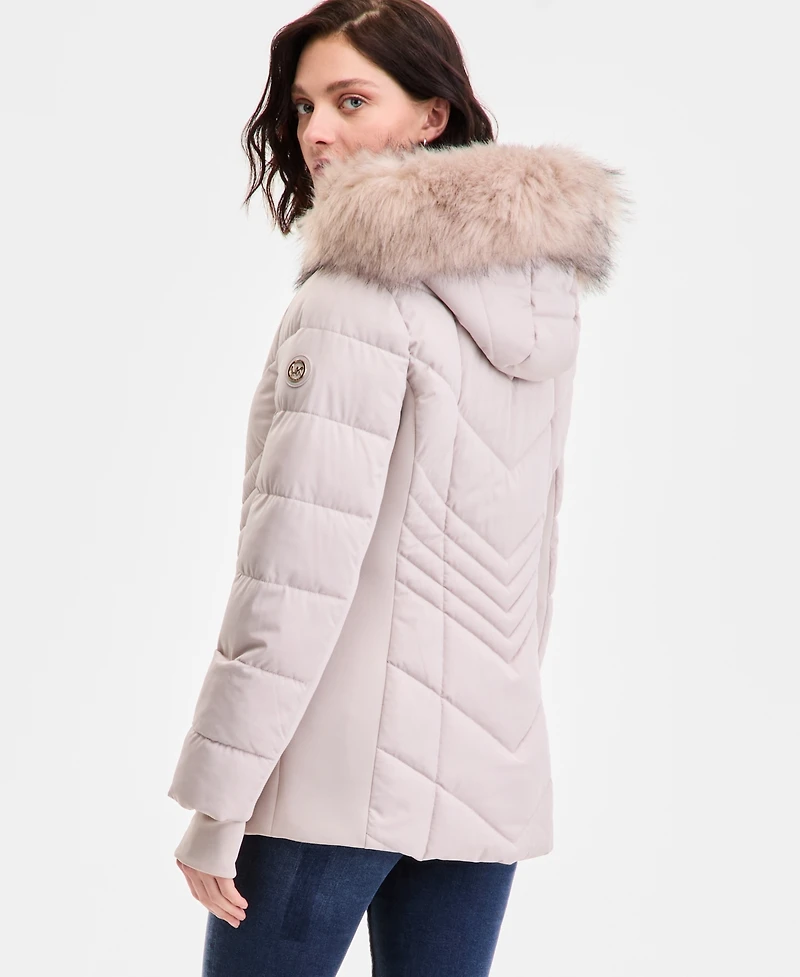 Michael Kors Women's Faux-Fur-Trim Hooded Puffer Coat, Exclusively at Macy's