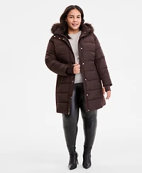 Michael Kors Plus Faux-Fur-Trim Hooded Puffer Coat, Exclusively at Macy's