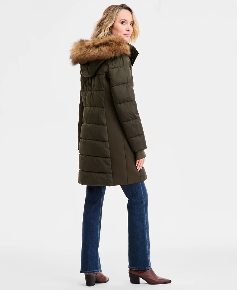 Michael Kors Women's Faux-Fur-Trim Hooded Puffer Coat, Exclusively at Macy's