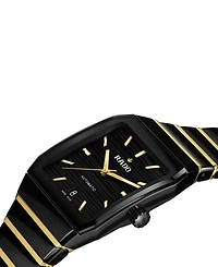 Rado Unisex Swiss Automatic Anatom Gold Pvd Stainless Steel & Black Ceramic Bracelet Watch 33mm