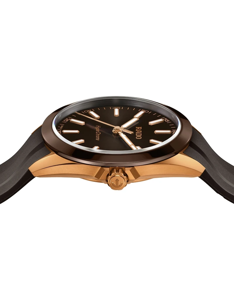 Rado Men's Swiss HyperChrome Brown Rubber Strap Watch 42mm