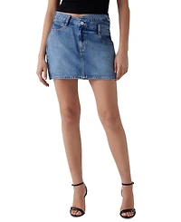 Guess Women's Gaia Crossover-Waist Denim Mini Skirt