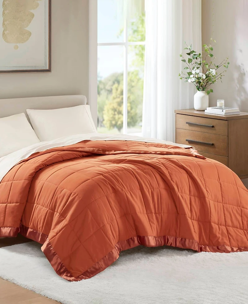 Madison Park Windom Lightweight Down Alternative Satin Trim Blanket