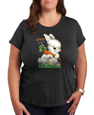 Hybrid Apparel Plus Vintage Easter Bunny Graphic Crew Neck T-Shirt
