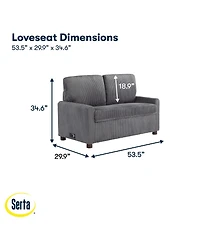 Serta 53.3" Corduroy Danson Convertible Loveseat with Charging Port
