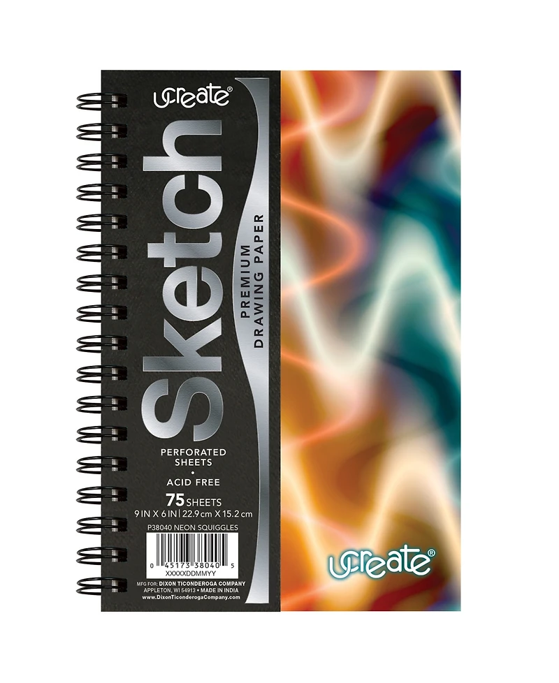 UCreate Neon Squiggles Poly Sketch Book, Pack of 3