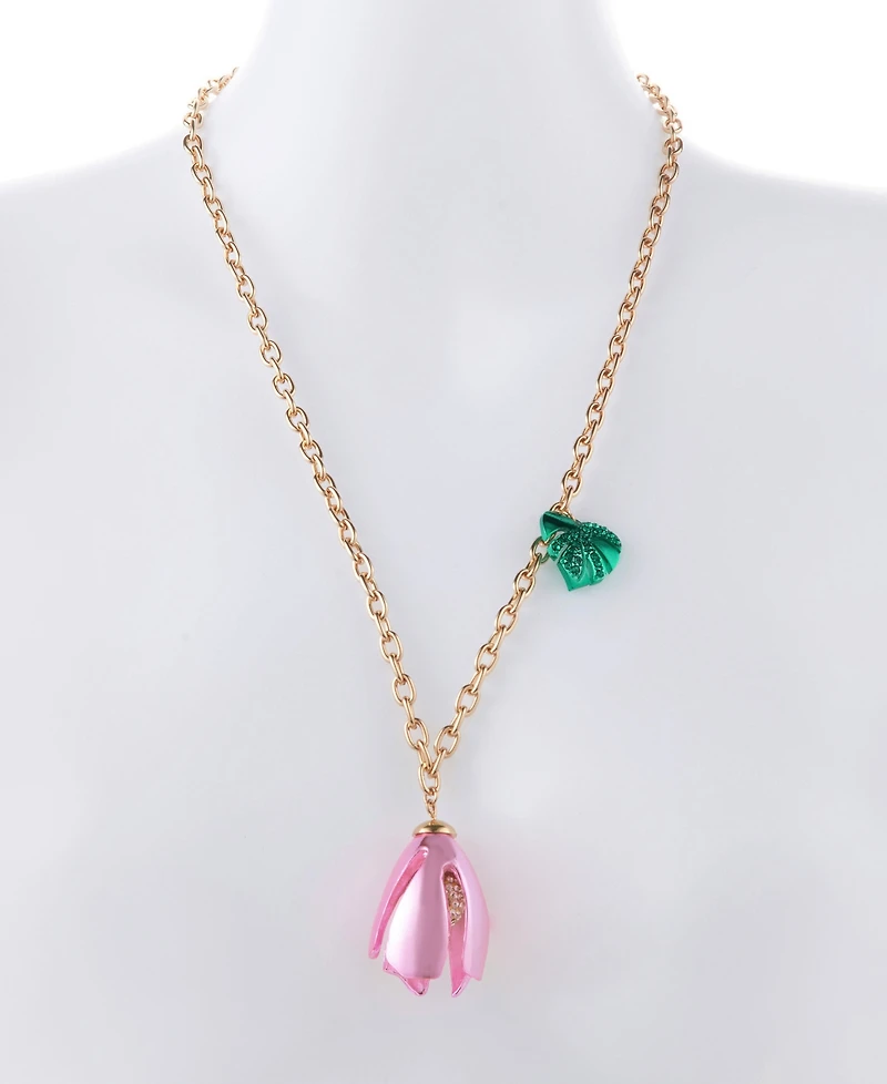 Betsey Johnson Faux Stone Garden Glam Tulip Pendant Necklace