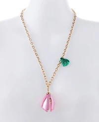 Betsey Johnson Faux Stone Garden Glam Tulip Pendant Necklace