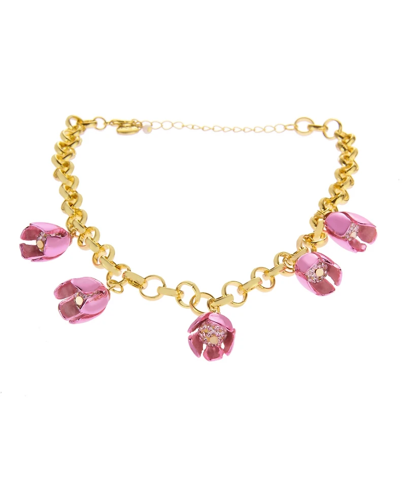 Betsey Johnson Faux Stone Garden Glam Statement Tulip Bib Necklace