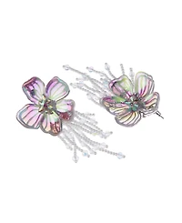 Betsey Johnson Faux Stone Garden Glam Flower Fringe Drop Earrings