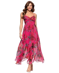 Xscape Petite V-Neck Empire-Waist Pleated Gown