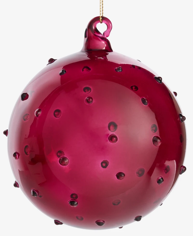 Holiday Lane Berry Tones Glass Clear Red Ball Ornament, Macy's Exclusive