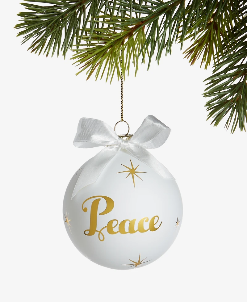 Holiday Lane Blessed Glass Peace 2025 Ball Ornament, Macy's Exclusive