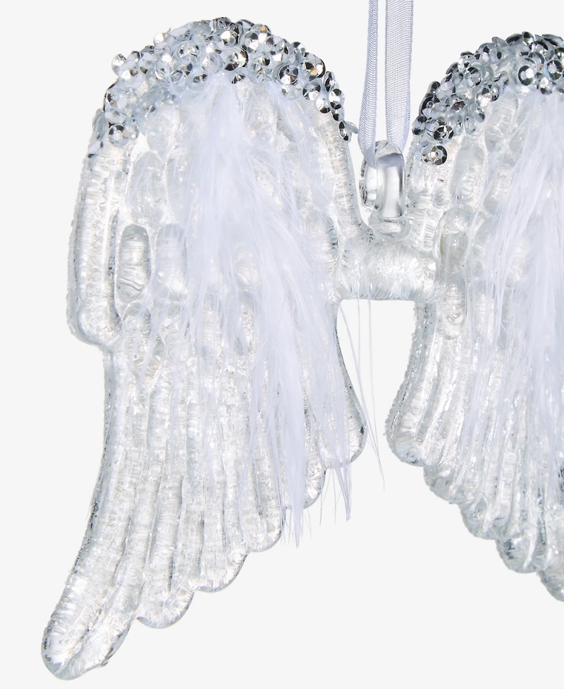 Holiday Lane Blessed Glass Feather-Trim Wings Ornament, Macy's Exclusive